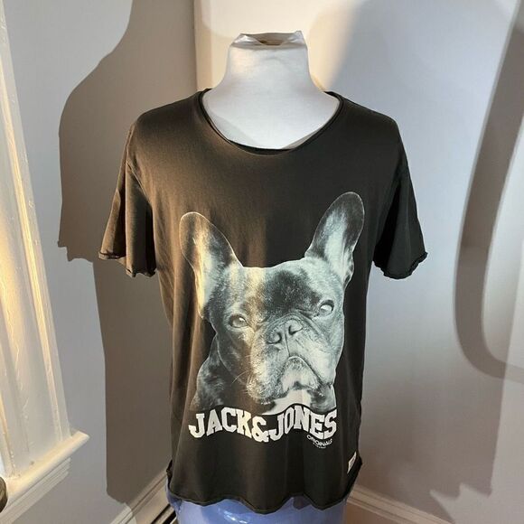 Jack and Jones Distressed Boston Terrier TShirt, Large - Picture 2 of 10